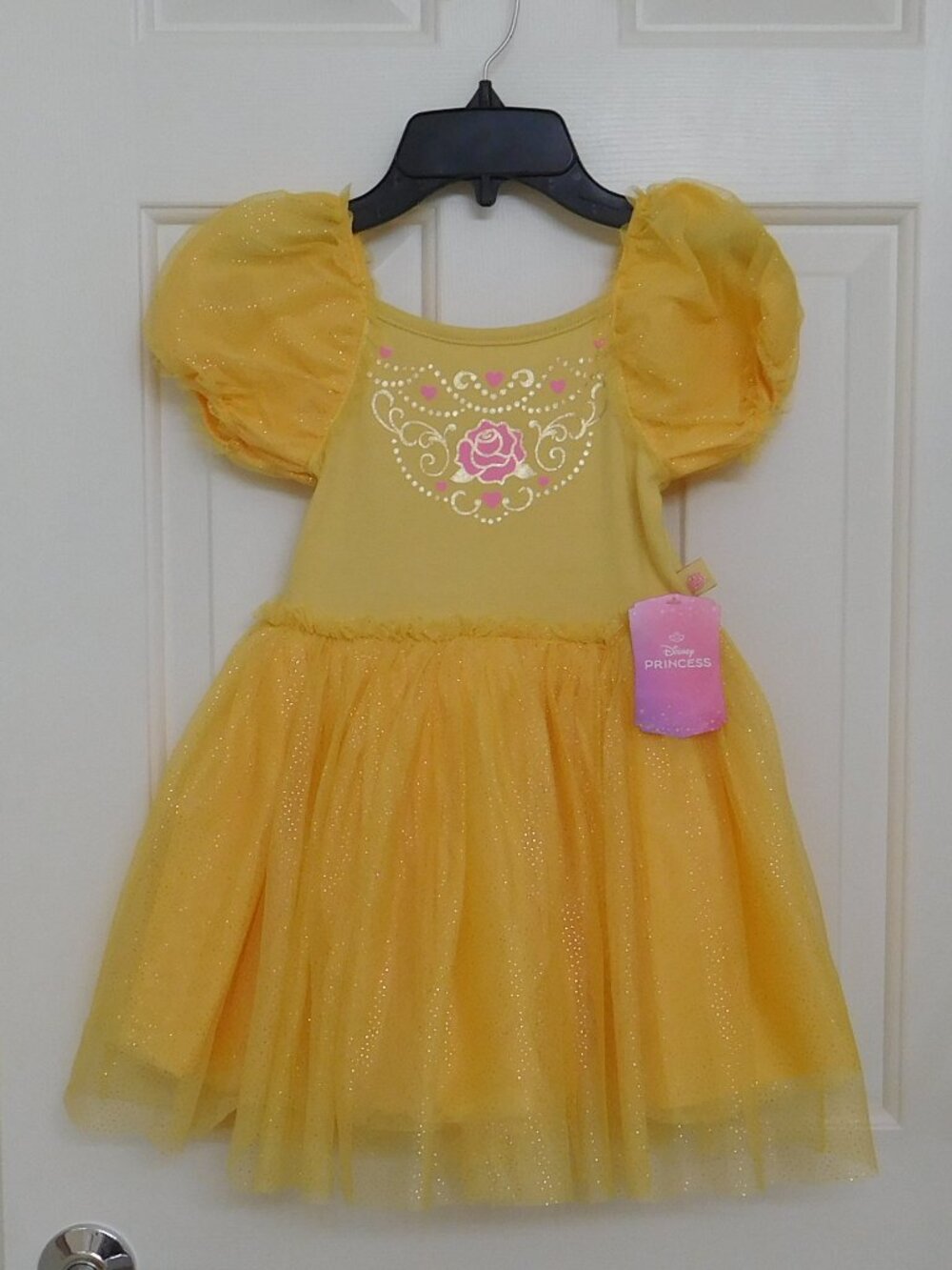 NWT Disney Princess Belle Yellow Pink Sparkly Tutu Dress sz 2t
